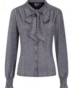 New Arrivals And Restocks Hell Bunny Haze Blouse In Silver