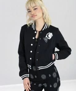 Hell Bunny Samara Varsity Jacket Black And White Ouija Motifs New Arrivals And Restocks