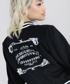 Hell Bunny Samara Varsity Jacket Black And White Ouija Motifs New Arrivals And Restocks