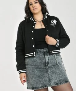Hell Bunny Samara Varsity Jacket Black And White Ouija Motifs New Arrivals And Restocks