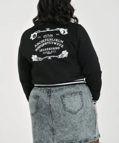 Hell Bunny Samara Varsity Jacket Black And White Ouija Motifs New Arrivals And Restocks