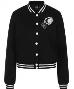 Hell Bunny Samara Varsity Jacket Black And White Ouija Motifs New Arrivals And Restocks