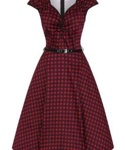 Lady Vintage Isabella Dress In Crimson Gingham