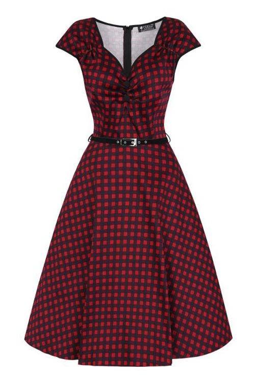 Lady Vintage Isabella Dress In Crimson Gingham 2 Lady Vintage Isabella Dress In Crimson Gingham