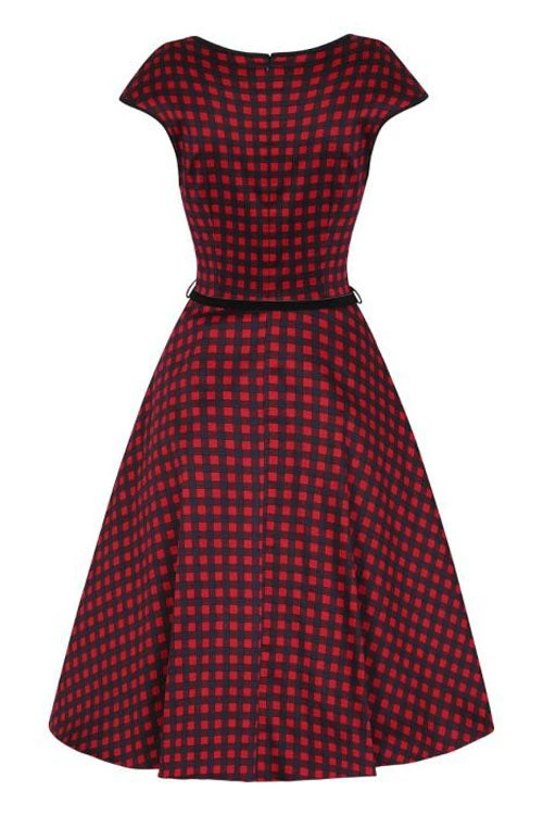 Lady Vintage Isabella Dress In Crimson Gingham 3 Lady Vintage Isabella Dress In Crimson Gingham