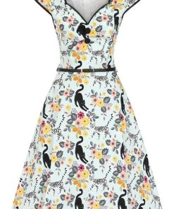 Lady Vintage Isabella Dress In Cute Kitty Sky Clothing