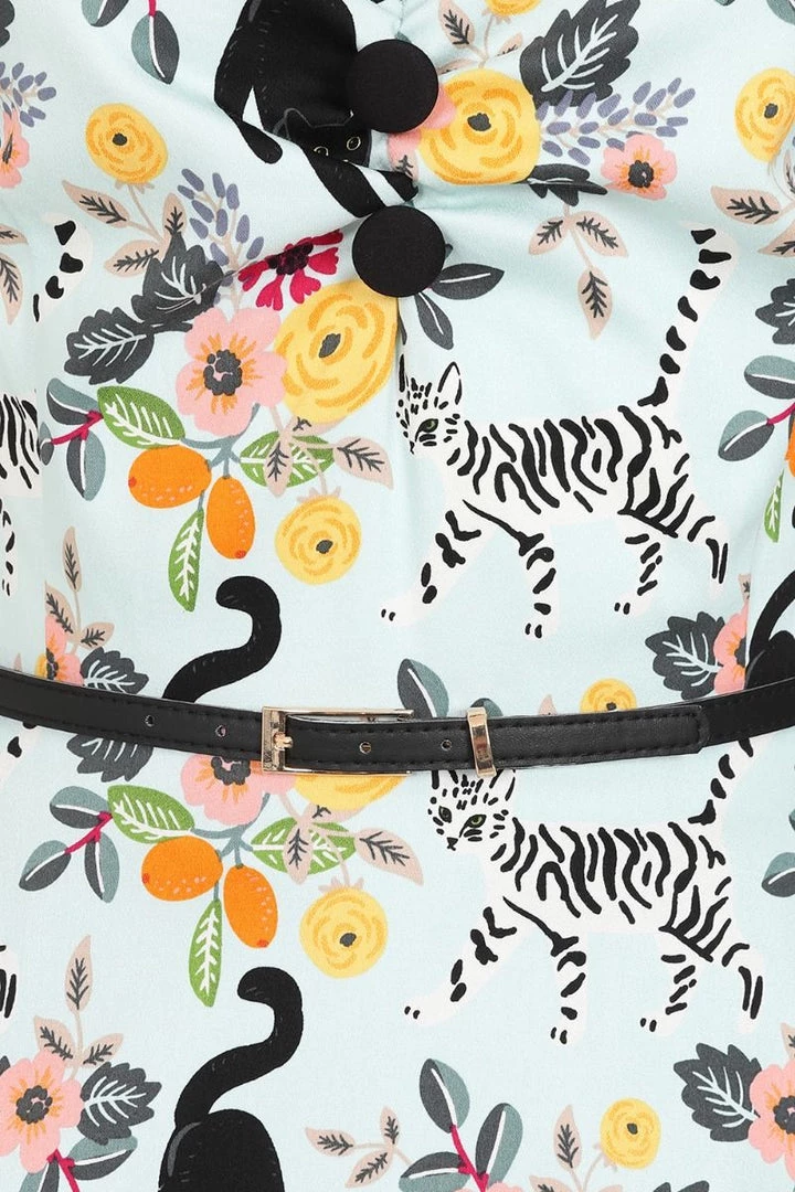 Lady Vintage Isabella Dress In Cute Kitty Sky Clothing 2 Lady Vintage Isabella Dress In Cute Kitty Sky Clothing