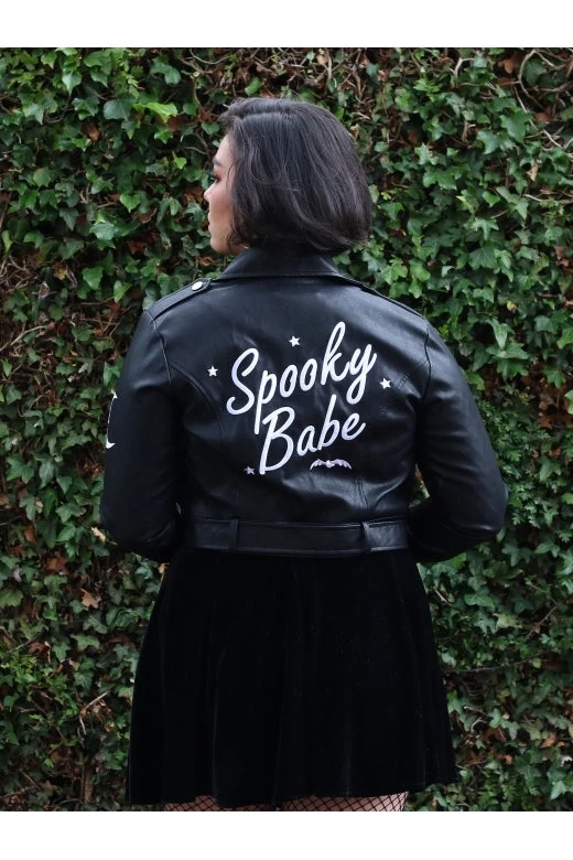 Collectif Lana Biker Jacket In Black Spooky Babe Winter 3 Collectif Lana Biker Jacket In Black Spooky Babe Winter