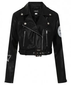 Collectif Lana Biker Jacket In Black Spooky Babe Winter 16 Collectif Lana Biker Jacket In Black Spooky Babe Winter