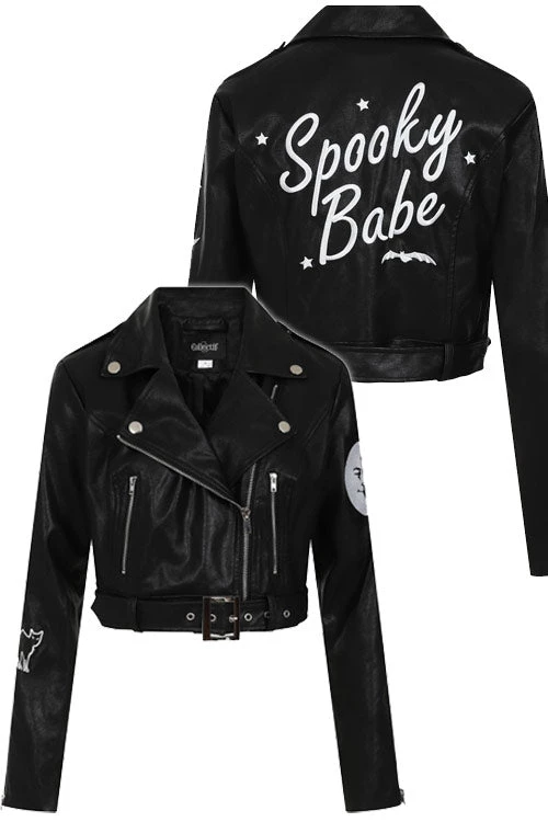 Collectif Lana Biker Jacket In Black Spooky Babe Winter 1 Collectif Lana Biker Jacket In Black Spooky Babe Winter