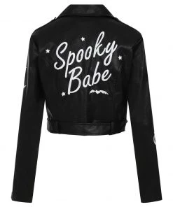 Collectif Lana Biker Jacket In Black Spooky Babe Winter 17 Collectif Lana Biker Jacket In Black Spooky Babe Winter