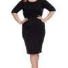 Collectif Polly Bengaline Pencil Skirt In Black Winter