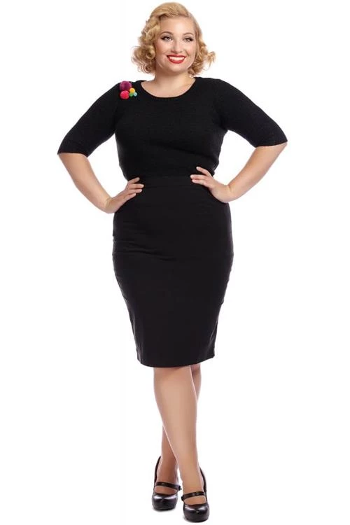 Collectif Polly Bengaline Pencil Skirt In Black Winter 1 Collectif Polly Bengaline Pencil Skirt In Black Winter