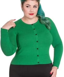 Hell Bunny Paloma Cardigan In Green Winter