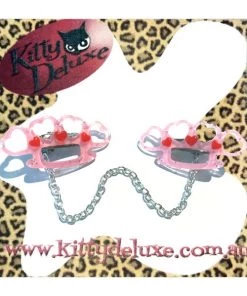 Kitty Deluxe Cardigan Clips In Baby Pink Pretty Punchy Knuckleduster Design Dark Alternative