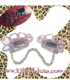 Kitty Deluxe Cardigan Clips In Purple Pretty Punchy Knuckleduster Design