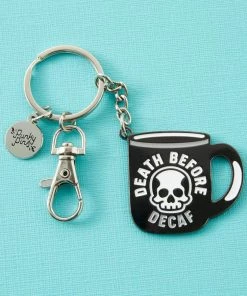 Punky Pins Death Before Decaf Keyring Accessories