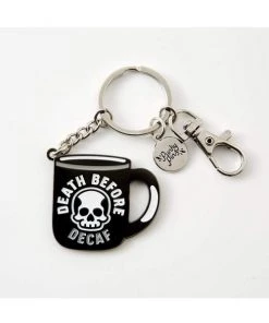 Punky Pins Death Before Decaf Keyring Accessories