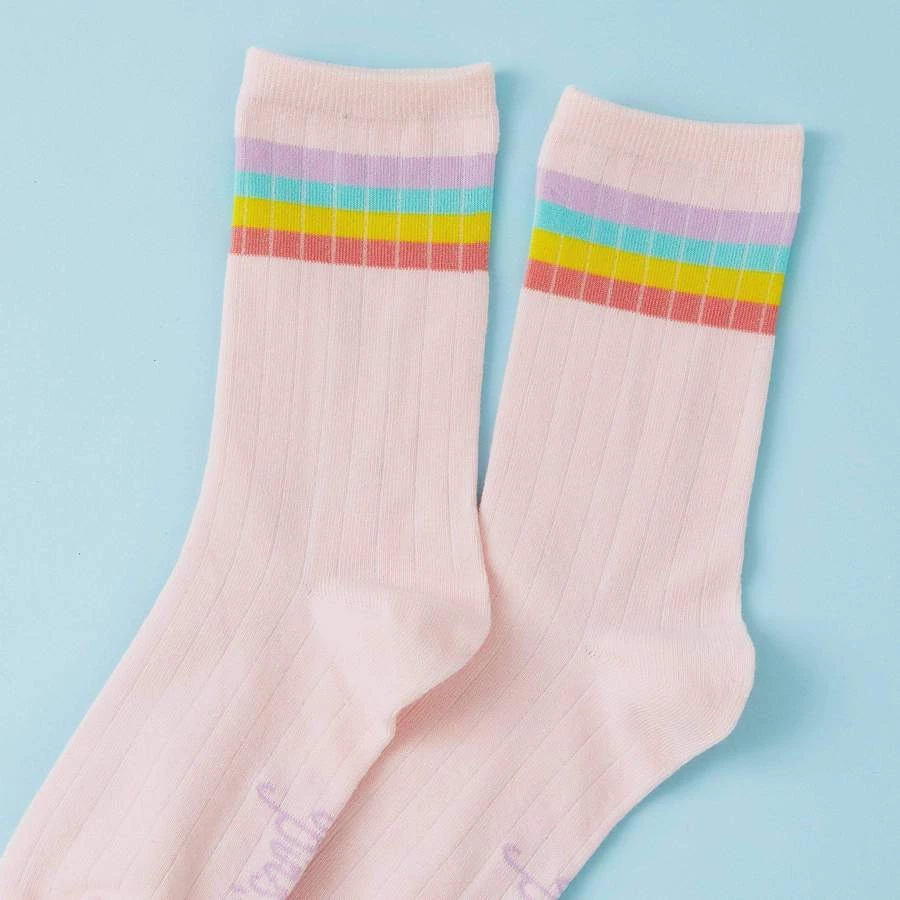 Punky Pins Rainbow Stripe Pink Rib Socks 4 Punky Pins Rainbow Stripe Pink Rib Socks