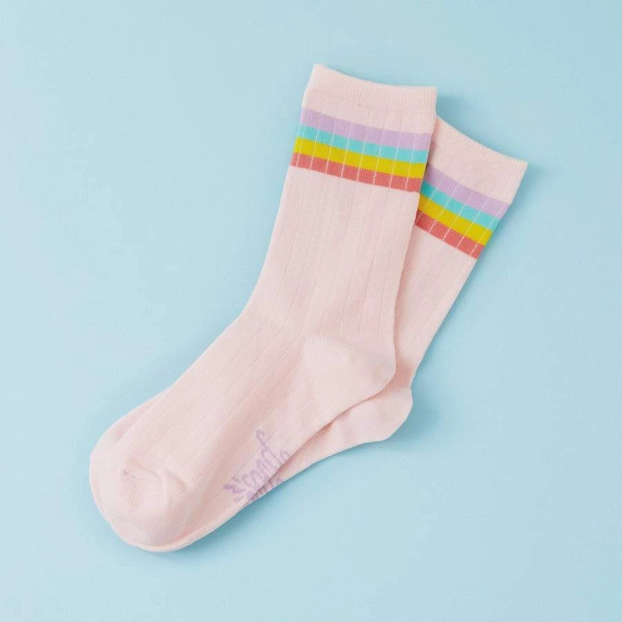 Punky Pins Rainbow Stripe Pink Rib Socks 5 Punky Pins Rainbow Stripe Pink Rib Socks