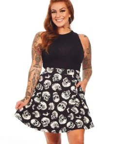 Sourpuss Skater Skirt In Skull Duggery Print New Arrivals And Restocks