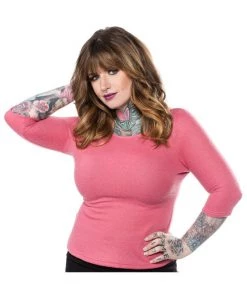 Winter Sourpuss Audrey Rose Top In Rose Pink