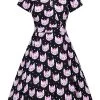 Lady Vintage Estella Dress In Kitty Black Retro Cat New Arrivals And Restocks