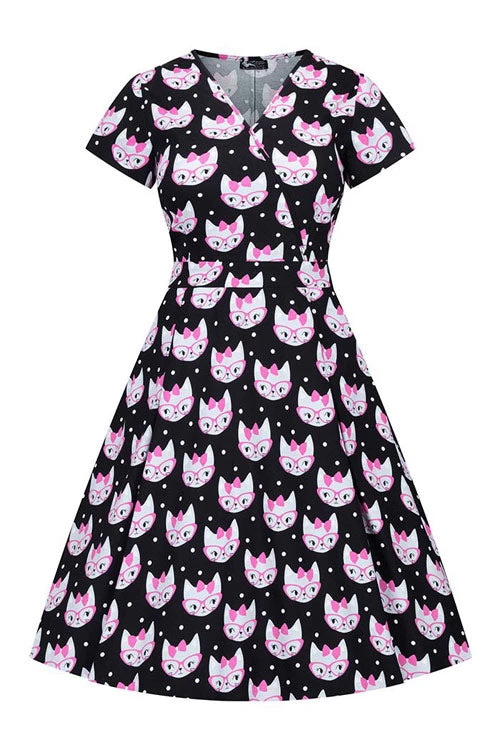 Lady Vintage Estella Dress In Kitty Black Retro Cat New Arrivals And Restocks 1 Lady Vintage Estella Dress In Kitty Black Retro Cat New Arrivals And Restocks