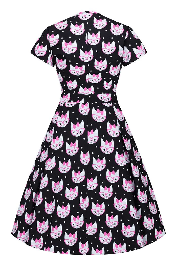 Lady Vintage Estella Dress In Kitty Black Retro Cat New Arrivals And Restocks 3 Lady Vintage Estella Dress In Kitty Black Retro Cat New Arrivals And Restocks