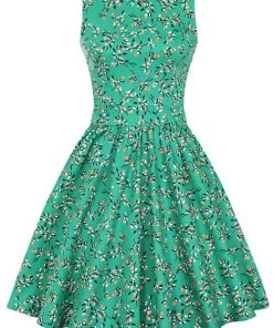 New Arrivals And Restocks Lady Vintage Tea Dress In Ditsy Jade Floral
