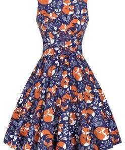 Lady Vintage Tea Dress In Fox Cub Navy New Arrivals And Restocks